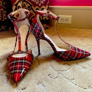Jessica Simpson: Sexy Strappy Red Plaid Heels